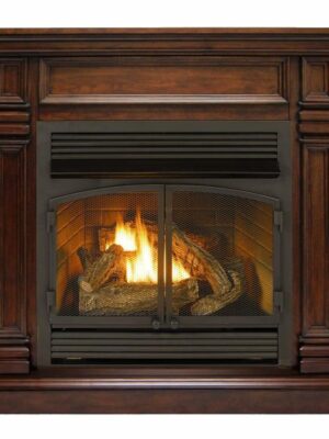 Duluth Forge Dual Fuel Ventless Gas Fireplace With Mantel – 32,000 BTU, T-Stat Control, Walnut Finish – Model# DFS-400T-2W